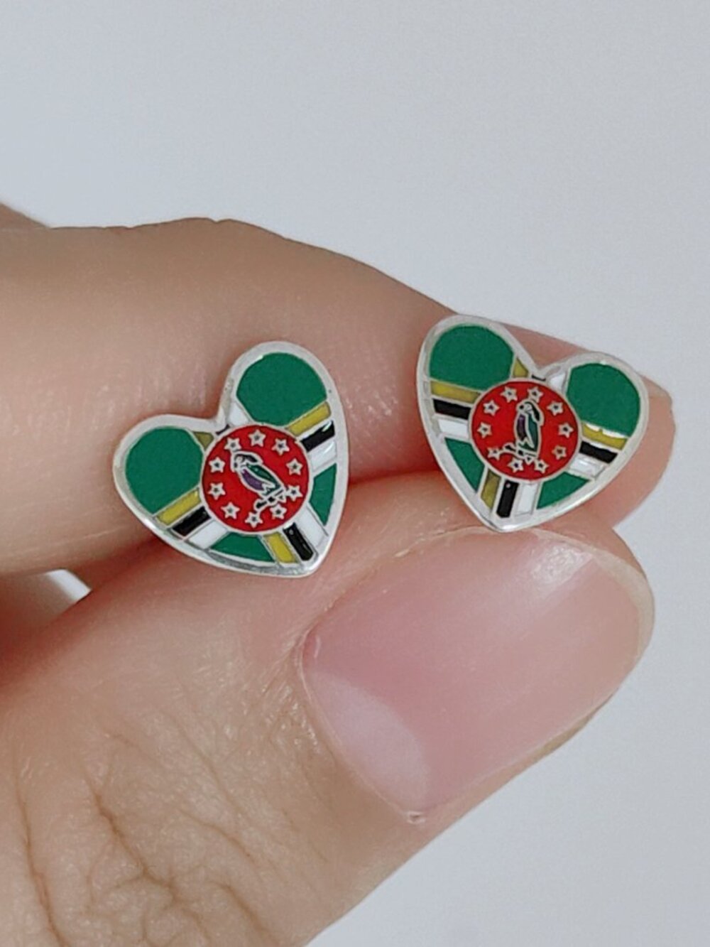 Dominica Flag Earring Stud Earrings Exclusive Designed Women Jewelry S925